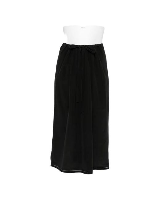 Totême Black Drawstring-Waist Midi Skirt