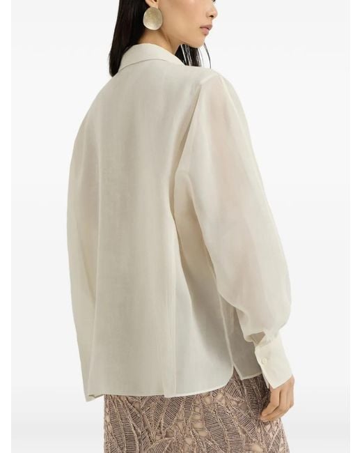 Brunello Cucinelli White Linen And Cotton Organza Shirt