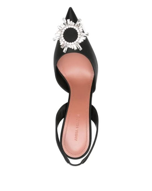 AMINA MUADDI Black 95Mm Crystal-Embellished Begum Sling Mules