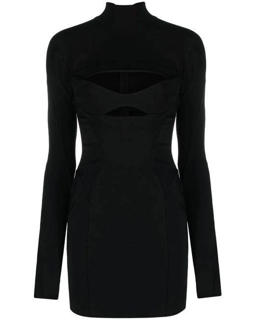 Mugler Black Cut-out Panelled Minidress