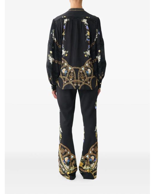 Camilla Black Long-Sleeve Ottoman Elegance Blouse