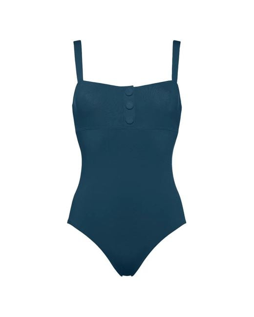 Eres Blue Dahabiya Button-Detail Square-Neck Swimsuit