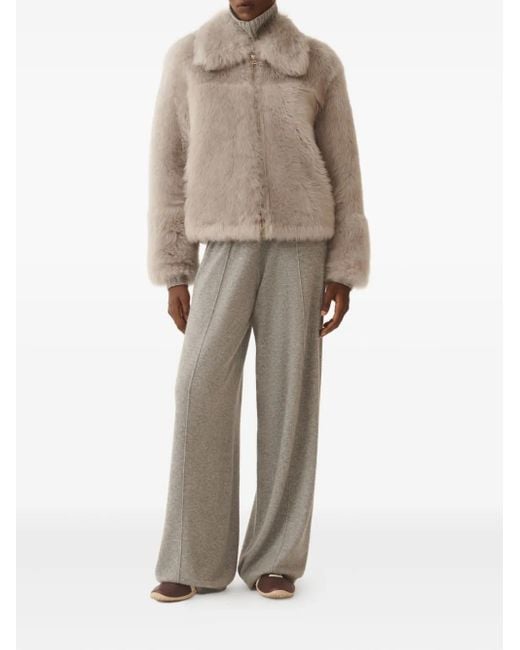 Fabiana Filippi Brown Shearling Zip-Front Jacket