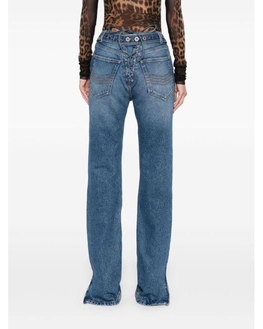 Jean Paul Gaultier Blue Lace-Up Detail Jeans