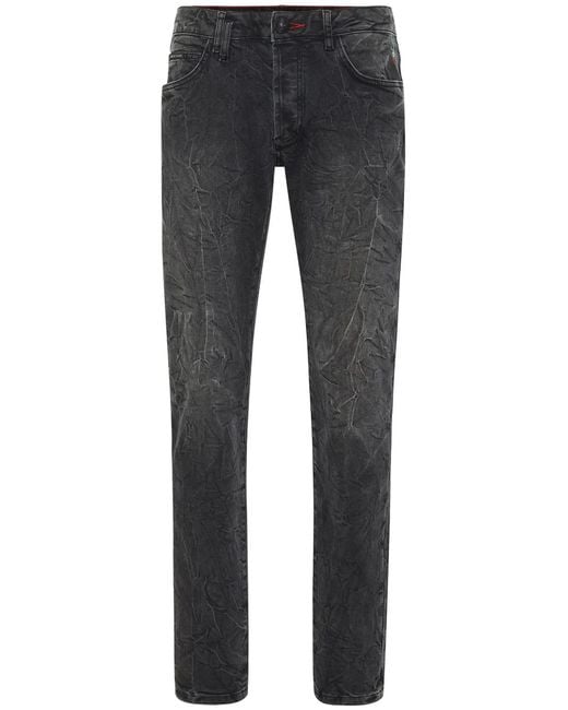 Philipp Plein Gray Skull Slim-Cut Jeans for men
