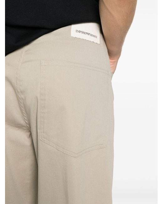 Emporio Armani Natural Logo-Patch Cotton-Blend Wide-Leg Jeans for men