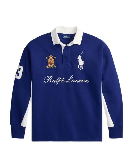 Polo Ralph Lauren Blue Long-Sleeve Rugby Polo Shirt for men
