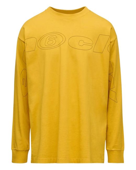 MM6 by Maison Margiela Yellow Graphic-Print Long-Sleeve T-Shirt for men