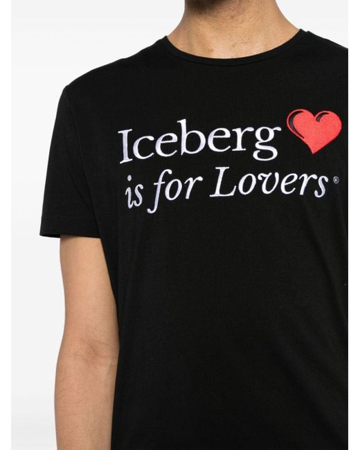 T-shirt con stampa di Iceberg in Black da Uomo