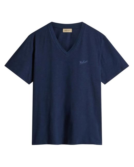 メンズ Woolrich ロゴ Tシャツ Blue