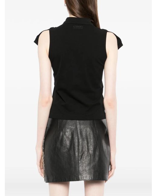 Vetements Black Logo-Embroidered Top