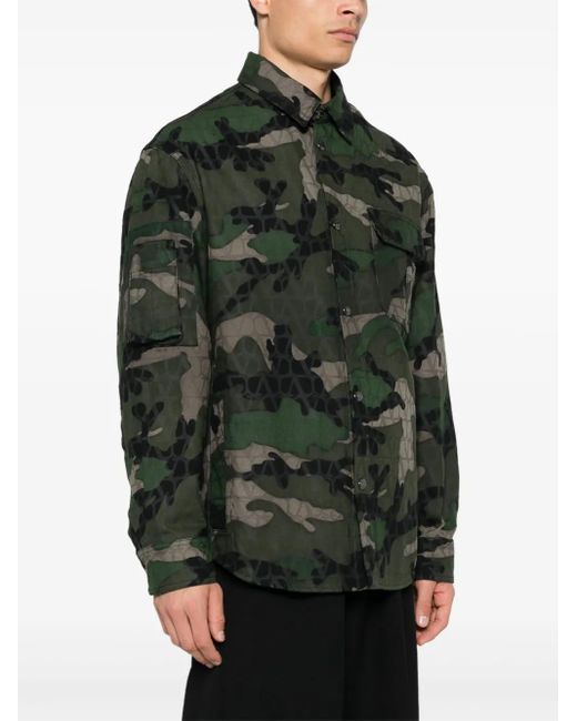 Valentino Garavani Green Camouflage-Pattern Jacket for men
