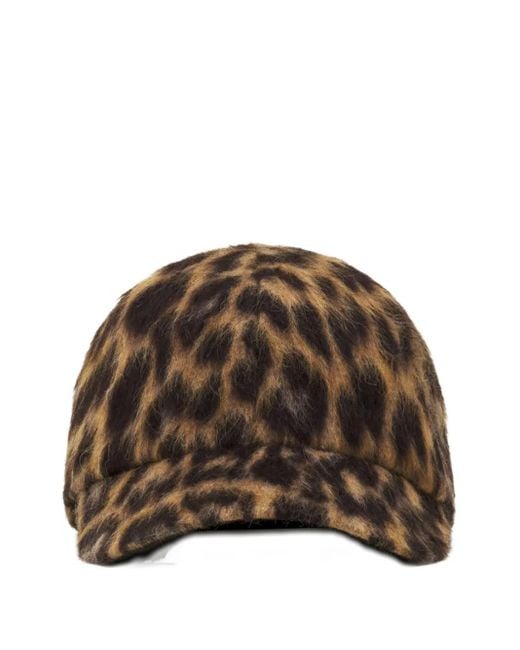 Lanvin Brown Leopard-Print Cap for men