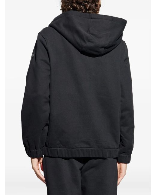 Moncler Blue Leather-Logo Zip-Up Hoodie for men