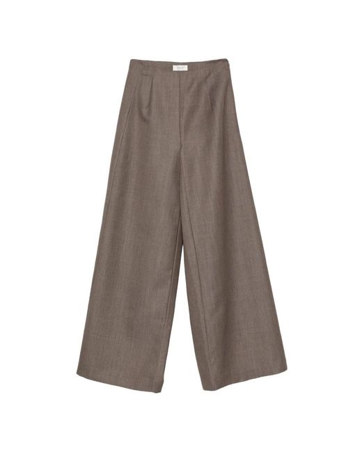 Ruohan Gray Pleat Wool Palazzo Pants