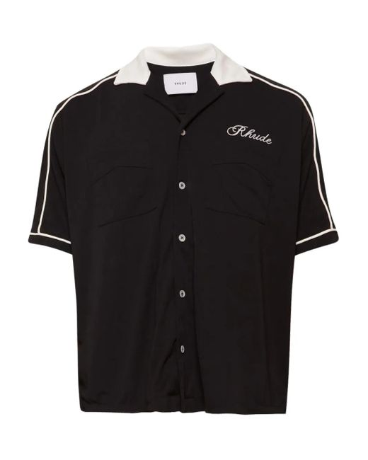 Rhude Black Oxford Cocktail Club Bowling Shirt for men