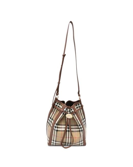 Burberry Natural Small Vintage Check Drawstring Bucket Bag