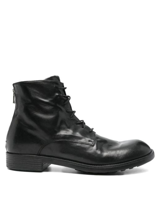 Officine Creative Black Diary 010 Lace-Up Zip Boots for men
