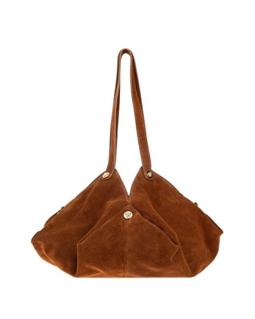 Versace Brown Protea Suede Shoulder Bag