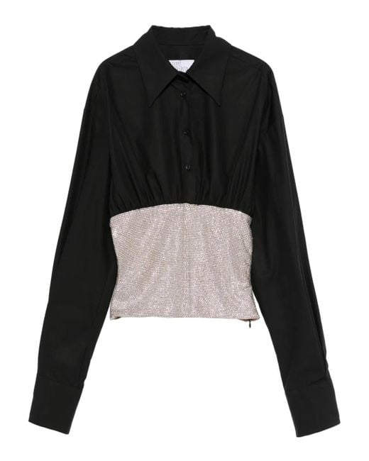 GIUSEPPE DI MORABITO Black Langarmshirt mit Kristallen
