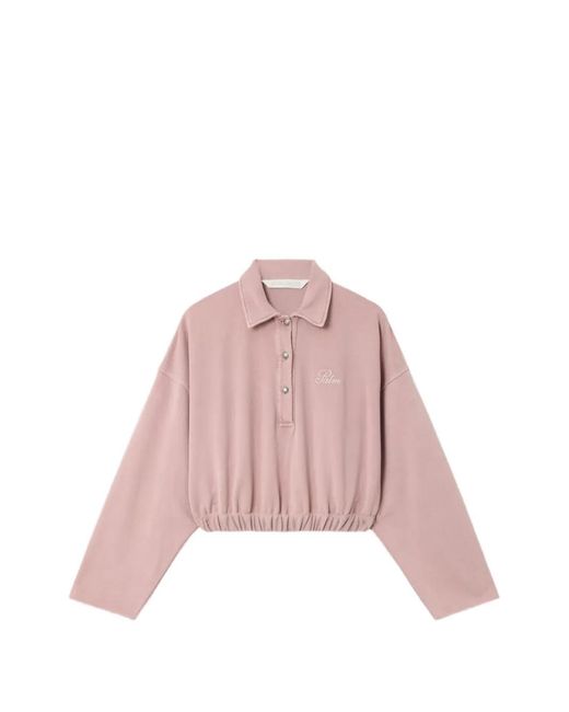 Palm Angels Pink Palm Sway Cropped Long-Sleeve Polo