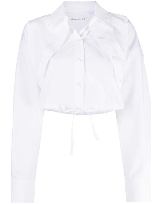 Alexander Wang White Layered-effect Cropped Cotton Shirt