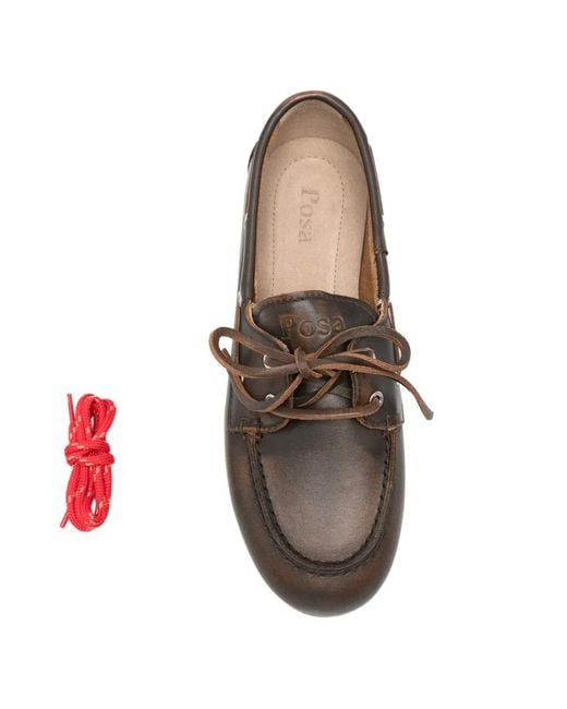 POSA White Lace-Up Leather Loafers