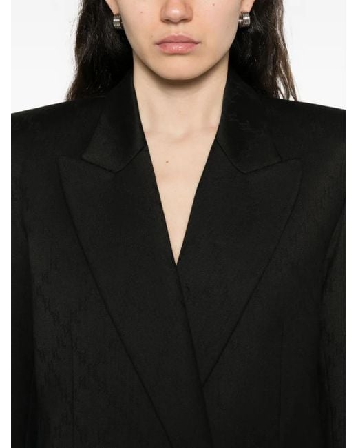 Nissa Black Double-Breasted Textured Jacket