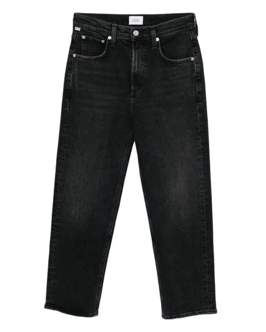 Citizens of Humanity Black Delfina High-Rise Straight Jeans