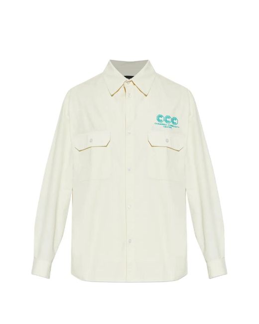Willy Chavarria White Chest-Pocket Buttoned Shirt for men