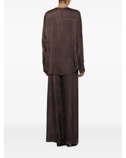 Avant Toi Brown Mandarin-Collar Shirt