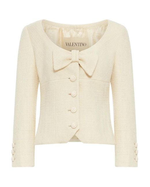 Valentino Garavani Natural Bow-Detail Tweed Jacket