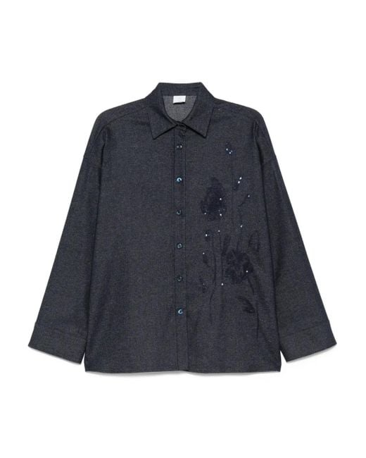 Eleventy Blue Hemd mit Pailletten
