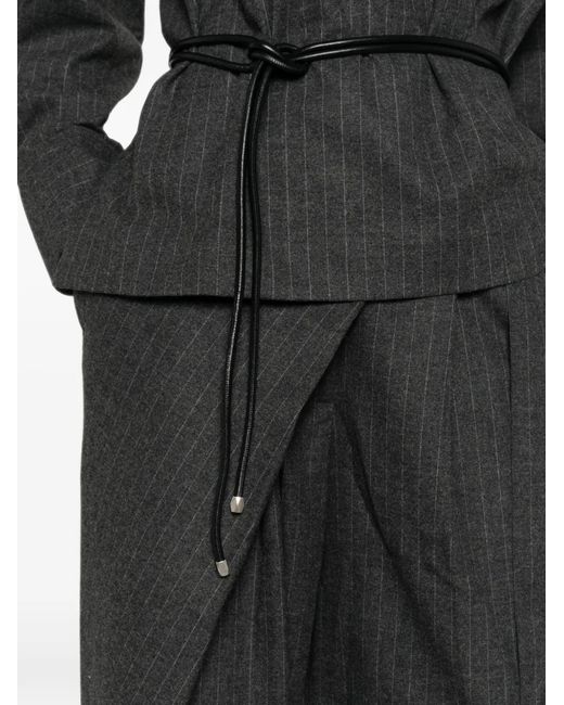 LA PISCINE Gray Pinstripe-Pattern Wrap-Style Trousers