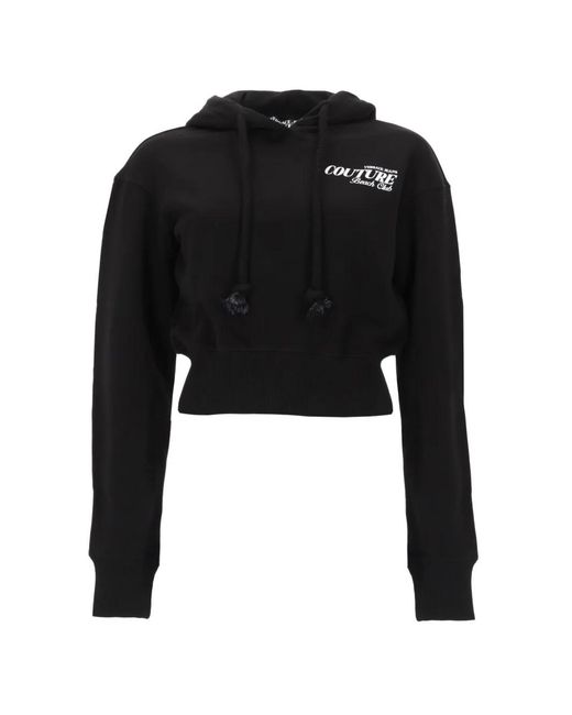 Versace Jeans Couture Black Hooded Cropped Sweater
