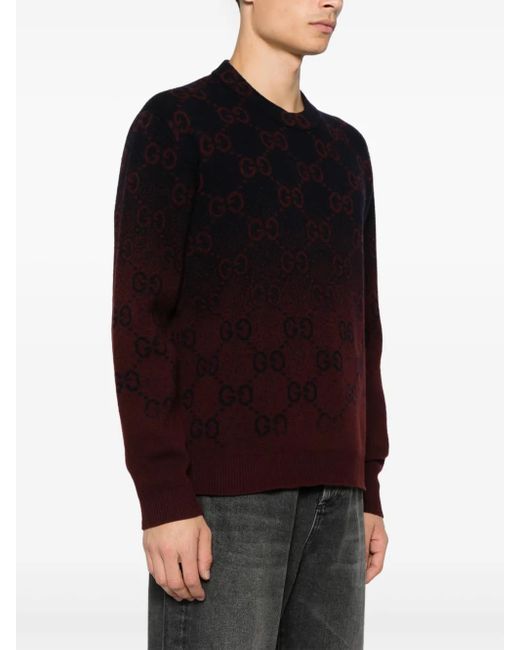 Gucci Black Gg Degradé-Jacquard Sweater for men