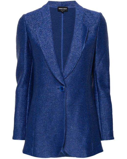 Giorgio Armani Patterned-jacquard Blazer Blue