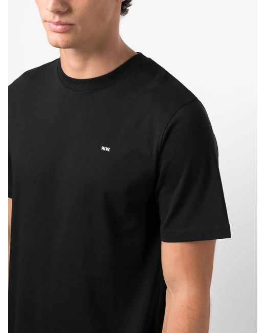 WOOD WOOD Black Logo-Print Cotton T-Shirt for men
