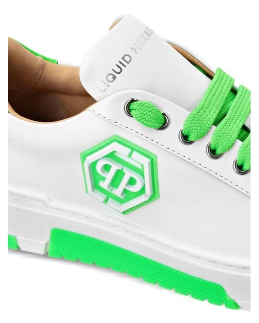 Philipp Plein Green Hexagon-Logo Sneakers