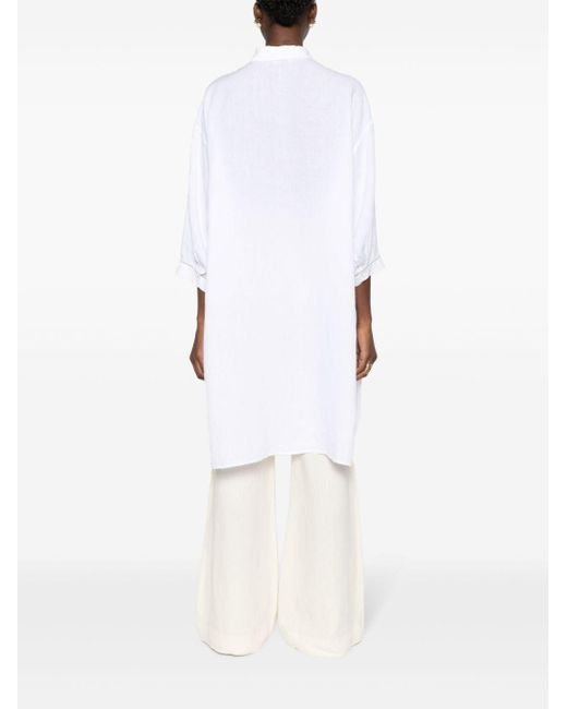 Peserico White Leinen-Hemdkleid mit klassischem Kragen