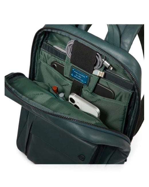 Piquadro Blue Multi-Pocket Backpack for men