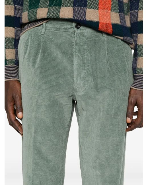 Incotex Gray Pleated Corduroy Trousers for men
