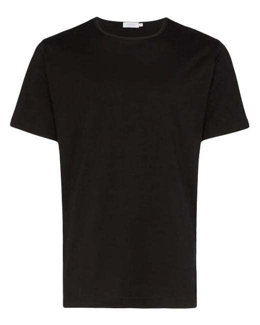 Sunspel Black Superfine Cotton T-Shirt for men
