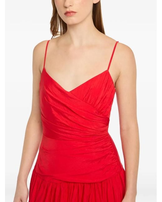Cinq À Sept Red Fia Draped Midi Dress