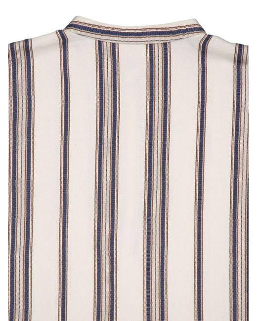 Marrakshi Life White Striped Cotton Kaftan Dress