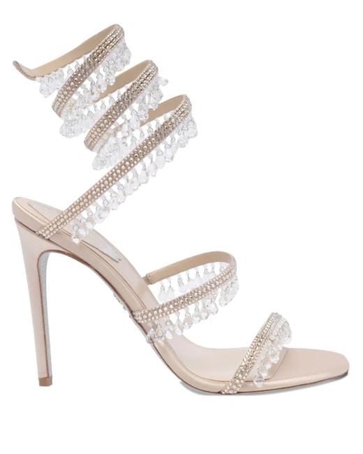 Rene Caovilla White 105Mm Crystal-Embellished Sandals