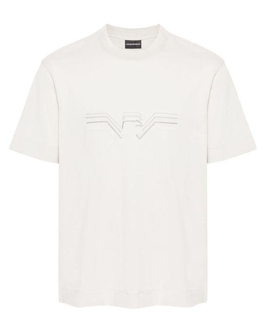 T-shirt en coton à logo embossé Emporio Armani pour homme en coloris White