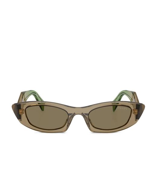 Prada Brown Geometric-Frame Sunglasses