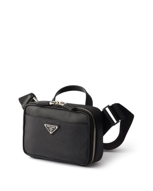 Prada Black Saffiano-Leather Shoulder Bag for men