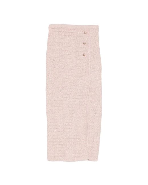 Alessandra Rich Pink Jupe Mi-Longue À Boutons Décoratifs